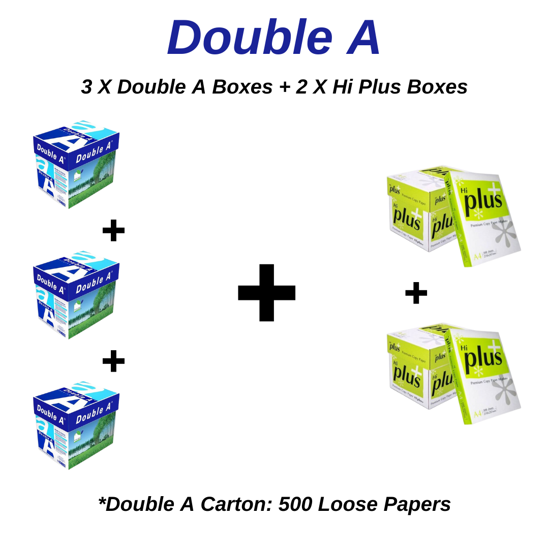 3 X Double A Boxes + 2 X Hi Plus Copy Paper