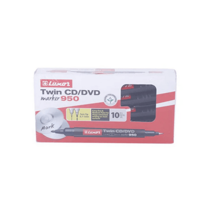 Luxor Twin CD-DVD Marker 950 Red Colour (1x10 pcs) - Smart Stationery