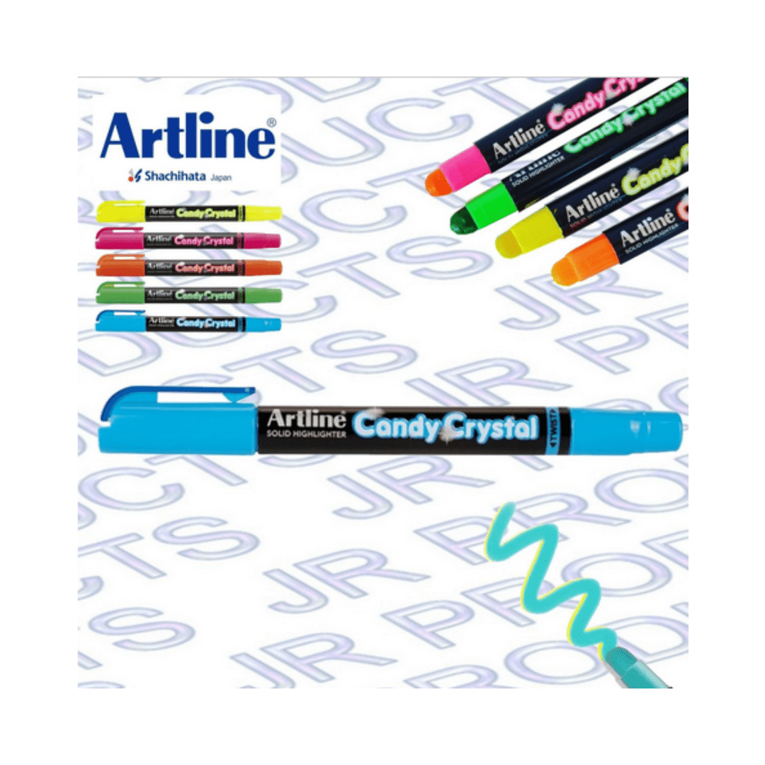 Artline Candy Crystal Crayon Dry Gel Solid Highlighter Pens - 12PCs - Smart Stationery