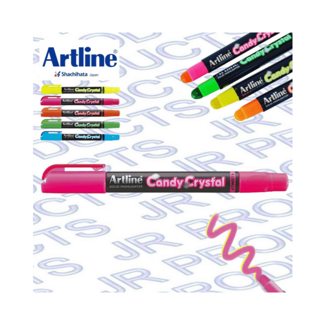 Artline Candy Crystal Crayon Dry Gel Solid Highlighter Pens - 12PCs - Smart Stationery