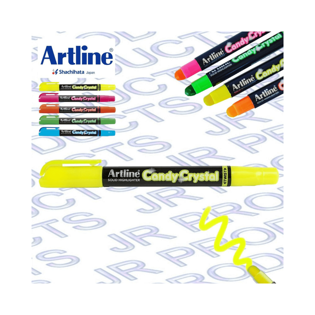 Artline Candy Crystal Crayon Dry Gel Solid Highlighter Pens - 12PCs - Smart Stationery